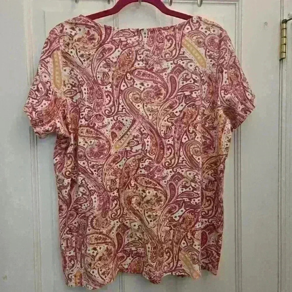 Rafaella Women's Pink Shirt With Gold Accent,XL - Picture 3 of 3